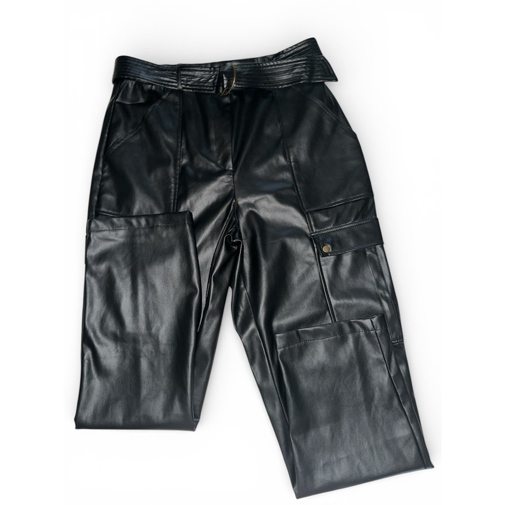 Jason Wu Leather High-rise Cargo Pants Black Size 8 Utility Designer Woman Wear